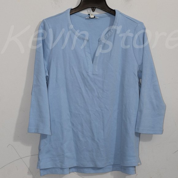 Orvis Ladies' ¾ Sleeve Split Neck Blue - Picture 2 of 6